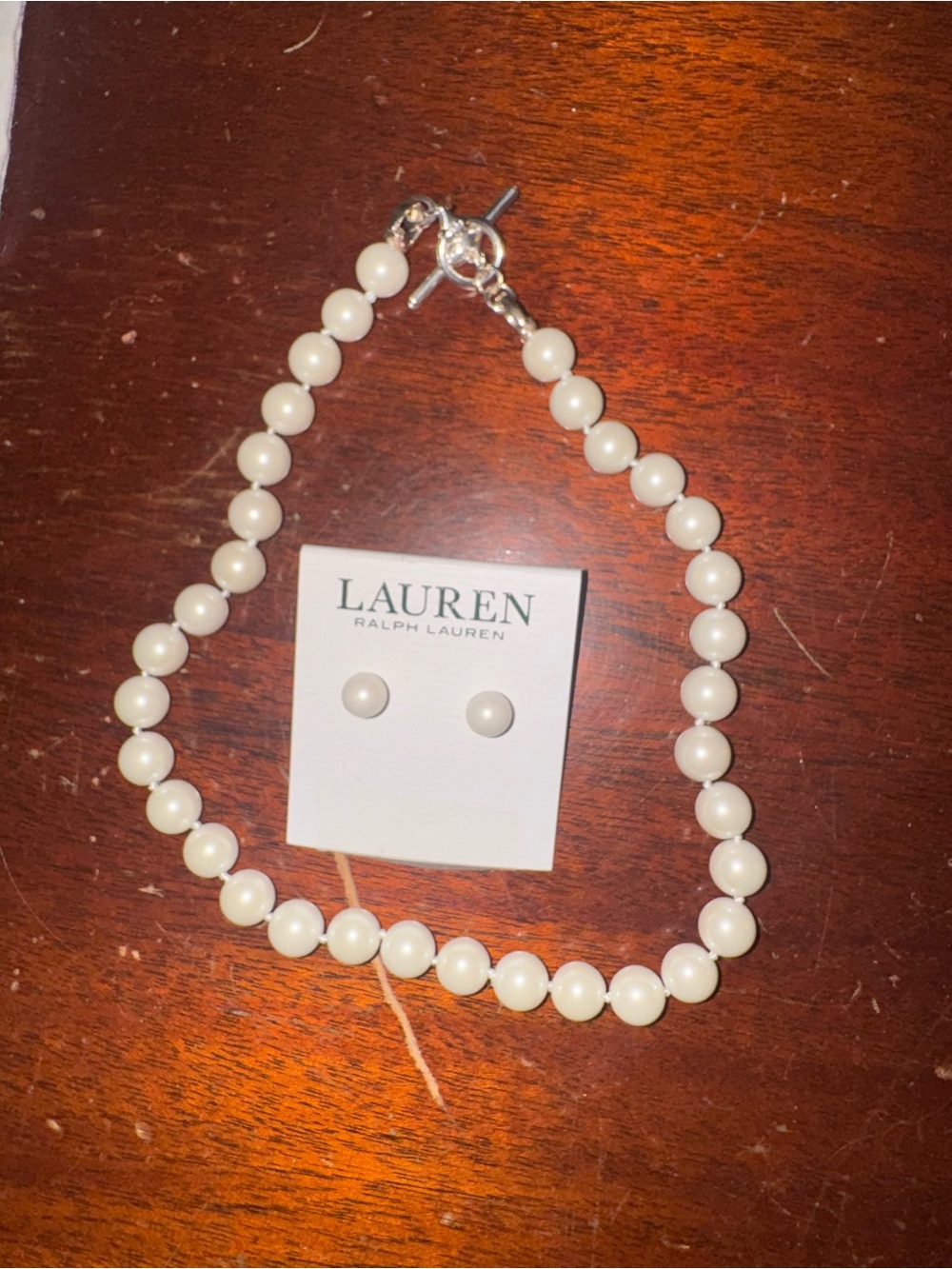 Lauren Ralph Lauren Cream Pearl Necklace with Matching Studs
